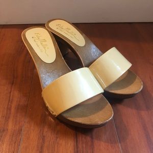 Edy Mattei Cream Wooden Slide Sandals